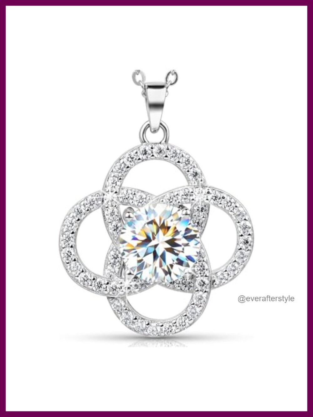 Sterling Silver Infinity Moissanite Pendant Necklace, GRA Certified Dainty